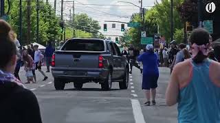 Pickup truck plows through Rose Festivals Grand Floral Parade route [upl. by Alec]