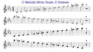 C Melodic Minor Scale for Violin 2 Octaves Ascending and Descending 120bpm [upl. by Les633]