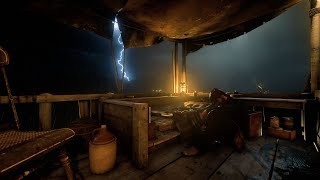 John Sleeps on a Boat in Van Horn During a Heavy Rainstorm with Thunder and Lightning  RDR2 ASMR [upl. by Anitram]