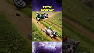 Gatito se cae de la moto 🏍️ 😭 shorts gatito gato gatos moto mascotas [upl. by Dall]