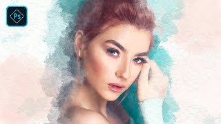 Create a Watercolor Portrait in Photoshop  WaterColor Painting Tutorial [upl. by Etakyram]