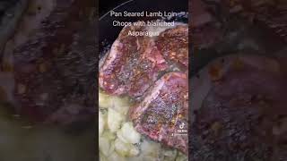 Pan Seared Lamb Loin Chops with Blanched Asparagus [upl. by Llenyl]