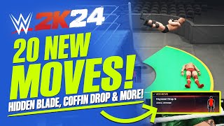 WWE 2K24 20 New Moves Added Coffin Drop Hidden Blade amp More Pat McAfee DLC Pack [upl. by Mushro]