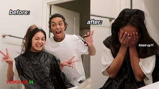 VLOGMAS 14🎄 BOYFRIEND CUTS MY HAIR 💇🏻‍♀️😳 OMFG [upl. by Desireah758]