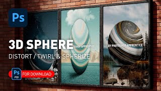 3D Sphere  PSD File  Distort Filter  Twirl amp Spherize Photoshop Fun Effects for Beginner [upl. by Ram]