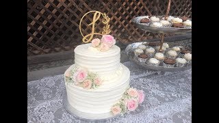 Easy DIY Tiered Wedding Cake  How to Frost  Stack  Decorate [upl. by Dnanidref]