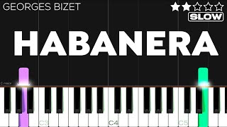 Georges Bizet  Habanera  Carmen  SLOW EASY Piano Tutorial [upl. by Ahsilyt]