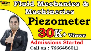 Piezometer  Fluid Mechanics amp Machineries zafarsir freeengineeringcourses freeengineering [upl. by Ortensia]