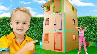 Giant Cardboard House  Funny Kids Adventures [upl. by Husain]