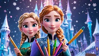 Disney Princesses  Elsa and Anna Coloring Pages for Kids [upl. by Spielman]