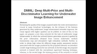 DMML Deep Multi Prior and Multi Discriminator Learning for Underwater Image Enhancement [upl. by Jami549]