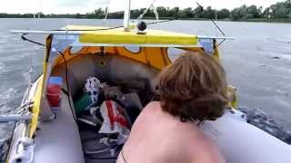 Intex Mariner with sail and cabin diy homemade inflatable sailboat dinghy Schlauchboot [upl. by Hands383]