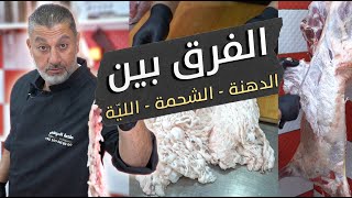 شو الفرق بين الدهنة، الشحمة، و اللية بالخروف؟ 🐑🔍وكيف بيلعب اللحام فيها  ليّة و دهنة و شحمة 🧈 [upl. by Nicolea]