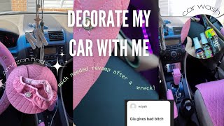 DECORATE MY CAR WITH ME   pink edition car wash  amazon finds carmakeover roadto1k [upl. by Lowndes840]