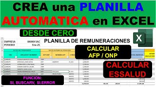 CREA UNA PLANILLA DE TRABAJADORES EN EXCEL  AFP ONP ESSALUD AUTOMATICO [upl. by Lexis]