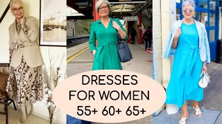 DRESSES SUITABLE FOR WOMEN 55 60 65 IN WHICH YOU WILL LOOK YOUNGER MODERN MODELS TRENDS 2025 [upl. by Eirovi]