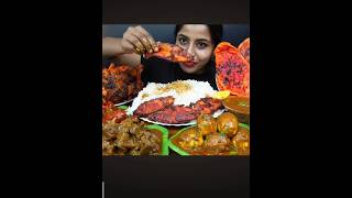 Fish fry  mutton curryegg curry and chicken tandoori with rice mukbang indiafoodeatingshow [upl. by Leclair976]