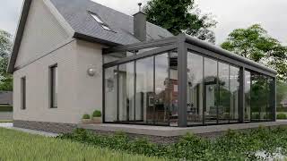 Sunroom  Retractable glass roof with sliding glass doors [upl. by Mccormac985]