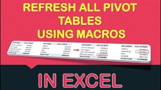 Refresh All Pivot Tables Using Macros In Excel [upl. by Eibrab]