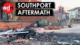 Footage Reveals Aftermath of Violent Clashes on Southport Streets After Stabbings [upl. by Tertius347]