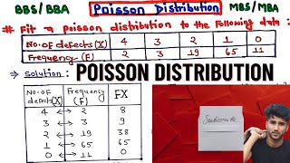 Fit a Poisson Distribution to the Following dataStatistical Method BBA MBA MPA [upl. by Nnylacissej]