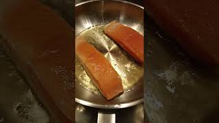 Frying Salmon Belly youtubeshorts food asmr [upl. by Wait]