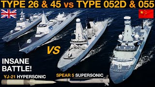 UK Type 26 Frigate amp Type 45 Destroyer vs China Type 055 amp 052D Destroyers Naval Battle 100  DCS [upl. by Elum]