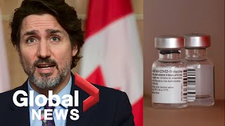 Trudeau says more COVID19 vaccine doses on the way announces Pfizer booster shot deal  FULL [upl. by Deland]