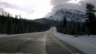 Icefields Parkway In Winter Southbound Part 1 from Jasper to Endless Chain Ridge [upl. by Nnayhs]