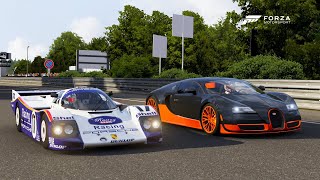 Forza 6 Drag race Bugatti Veyron SS vs Porsche 962C [upl. by Katt734]