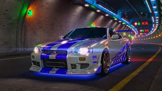 Nissan Skyline GTR R34  Ambient Tunnel Drive  4K Ultra HD 60fps [upl. by Dimo]