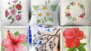 Latest Hand Painted Cushion Cover Design  Fabric Painting Cushion Covers  Pillow cover Design [upl. by Lleumas]