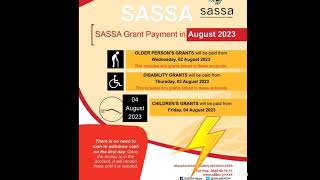 SASSA Payments Dates for August 2023 SASSA SASSACARES PayDates [upl. by Aserehc949]