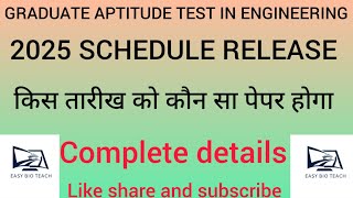 GRADUATE APTITUDE TEST OF ENGINEERING 2025 SCHEDULE RELEASE l COMPLETE DETAILS gateexam gate2025 [upl. by Blakelee]