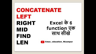 CONCATENATE LEFT RIGHT MID FIND LEN in Excel [upl. by Saimon]