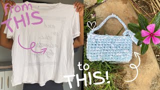 turning an old tshirt into a beautiful bag [upl. by Roosnam915]