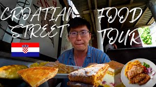 CROATIAN 🇭🇷 STREET FOOD TOUR  Grilled Pork Neck Burek Pljeskavica Apple Strudel in Dubrovnik [upl. by Aihsaei]