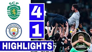 Sporting vs Man City 41  All Goals amp Extended HIGHLIGHTS  UEFA Champions  Gyökeres 3 Goals [upl. by Meador768]