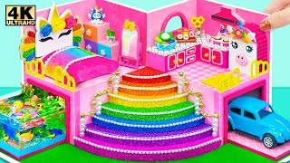 EASY Building Cute Unicorn Villa has Rainbow Pop It Stairs from Cardboard ❤️ DIY Miniature House [upl. by Vivia201]