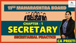 CHAPTER 1  LECTURE 2  SECRETARY  11TH SECRETARIAL PRACTICE  MAHARASTRA BOARD [upl. by Streetman]