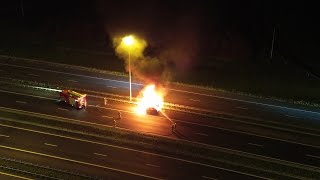 Hoofdrijbaan A15 bij Gorinchem dicht na autobrand [upl. by Darej]