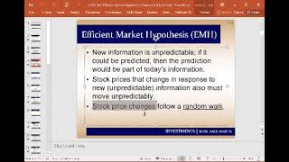 1 Efficient Market Hypothesis EMH فرضية السوق الكفؤء ذو الشكل الضعيف [upl. by Erl]