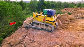 Incredible Push Stone By Powerful Komatsu Dozers Landfill Process With Dump Trucks [upl. by Huldah902]