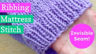 How to Invisible Seam Ribbing Knitting with Mattress Stitch 5 Mins [upl. by Nagy]