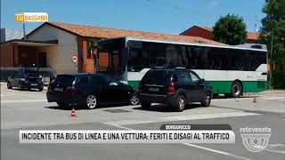 TG BASSANO 18062018  INCIDENTE TRA BUS DI LINEA E UNA VETTURA FERITI E DISAGI AL TRAFFICO [upl. by Drusus987]