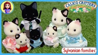 Sylvanian Families Calico Critters Tuxedo Cat Family Unboxing Review Play  Kids Toys [upl. by Ahselak]