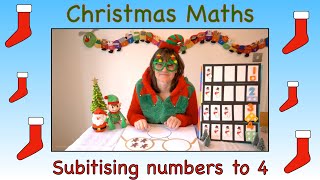 Subitising numbers to 4  Christmas Maths  Learn to count [upl. by Norym567]