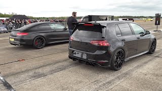 650HP VW Golf 7 R PK Performance Tuning vs MercedesAMG C 63 S Coupe [upl. by Namielus]