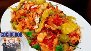 Receta Bacalao a la vizcaina  Cocineros Mexicanos [upl. by Bing245]