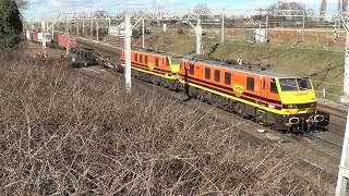 Crewe Basford Hall Jn Casey Lane Freight Trains 7th March 2023 [upl. by Alimat]